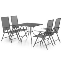 Berkfield 5 Piece Garden Dining Set Anthracite Steel - thumbnail 2