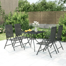 Berkfield 5 Piece Garden Dining Set Anthracite Steel - thumbnail 1