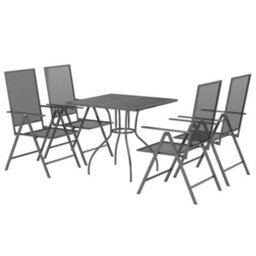 Berkfield 5 Piece Garden Dining Set Anthracite Steel - thumbnail 3