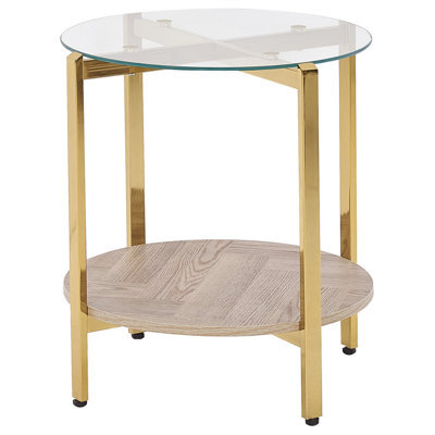 Beliani Side Table Lovell Tempered Glass Gold - image 1