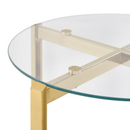 Beliani Side Table Lovell Tempered Glass Gold - thumbnail 4