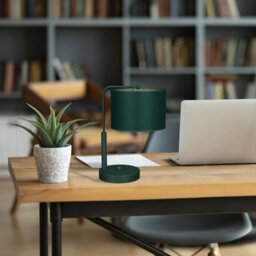 Milagro Verde Hand Made Scandi Style Table Lamp In A Rich Green Finish With Gold Accents Holds 1Xe27 Led Bulb - thumbnail 2