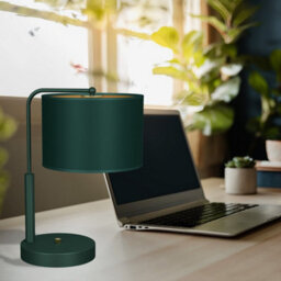Milagro Verde Hand Made Scandi Style Table Lamp In A Rich Green Finish With Gold Accents Holds 1Xe27 Led Bulb