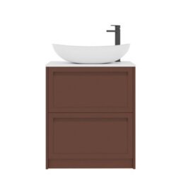 Royal Bathrooms Royal Bathroom Elmore 700mm Terracotta Clay Freestanding Bathroom Vanity Unit 2 Drawer Plain White Worktop With Cesar Basin - thumbnail 7