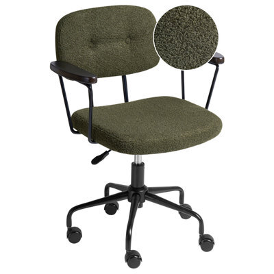 Beliani Desk Chair Algerita Boucle Dark Green - image 1