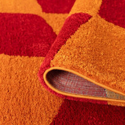 The Rugs Joli Red And Orange Chequered Rug Soft Dense Pile Easy To Clean And Pet Friendly For Living Rooms And Bedrooms - thumbnail 6