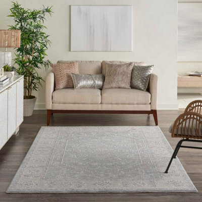 Blue Traditional Persian Bordered Floral Rug Easy To Clean For Living Room And Bedroom Dining Room-239Cm X 315Cm
