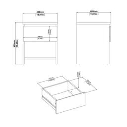 Furniture To Go Naia Bedside 1 Drawer 1 Shelf In Concrete And White High Gloss (W) 40.4 X  (H) 49.5 X (D) 40Cm - thumbnail 8