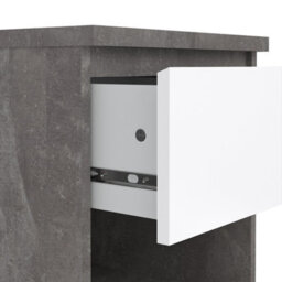 Furniture To Go Naia Bedside 1 Drawer 1 Shelf In Concrete And White High Gloss (W) 40.4 X  (H) 49.5 X (D) 40Cm - thumbnail 6