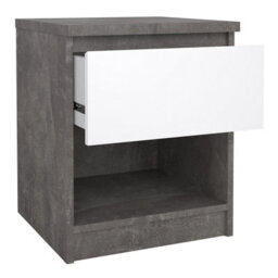 Furniture To Go Naia Bedside 1 Drawer 1 Shelf In Concrete And White High Gloss (W) 40.4 X  (H) 49.5 X (D) 40Cm - thumbnail 5