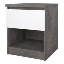 Furniture To Go Naia Bedside 1 Drawer 1 Shelf In Concrete And White High Gloss (W) 40.4 X  (H) 49.5 X (D) 40Cm - thumbnail 4