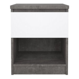 Furniture To Go Naia Bedside 1 Drawer 1 Shelf In Concrete And White High Gloss (W) 40.4 X  (H) 49.5 X (D) 40Cm - thumbnail 3