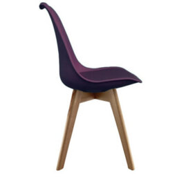 Fusion Living Soho Aubergine Plastic Dining Chair With Squared Light Wood Legs - thumbnail 6