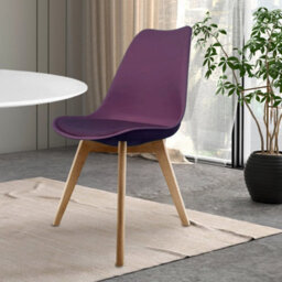 Fusion Living Soho Aubergine Plastic Dining Chair With Squared Light Wood Legs - thumbnail 2