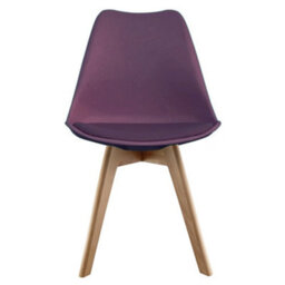 Fusion Living Soho Aubergine Plastic Dining Chair With Squared Light Wood Legs - thumbnail 7