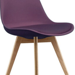 Fusion Living Soho Aubergine Plastic Dining Chair With Squared Light Wood Legs - thumbnail 3