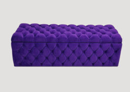 150Cm Wide Lux Ottoman Storage Box, Sapphire Blue Velvet Upholstered Chesterfield Storage Ottoman Box - thumbnail 1