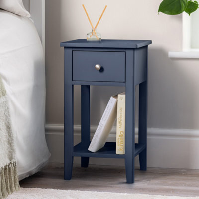 Christow 1 Drawer Slim Bedside Table Navy Blue - image 1