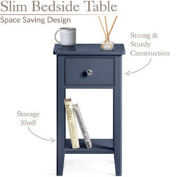 Christow 1 Drawer Slim Bedside Table Navy Blue - thumbnail 3