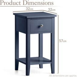 Christow 1 Drawer Slim Bedside Table Navy Blue - thumbnail 7