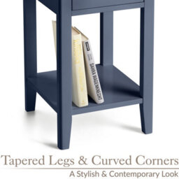 Christow 1 Drawer Slim Bedside Table Navy Blue - thumbnail 5