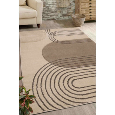 Melrose Modern Arcs Abstract Natural Design Large Indoor Area Rug 160/230Cm - image 1