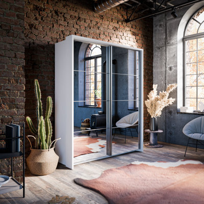 Arte Lux Xvii - White Mirrored Sliding Door Wardrobe (H2180mm W21800mm D570mm) With Multiple Hanging Rails - image 1