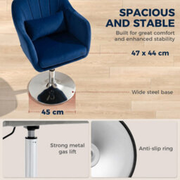 Homcom Retro Velvet Swivel Tub Chair With Steel Frame Dark Blue - thumbnail 5