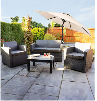 Groundlevel 2M Cream Outdoor Crank And Tilt Garden Parasol - image 1