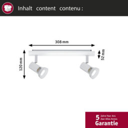 Paulmann 66703 Teja Spotlight Max. 2X10 Watts Spot White Spotlight Metal Ceiling Lamp Gu10 - thumbnail 4