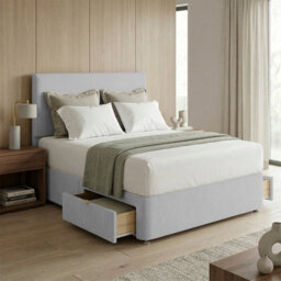 "Adore Designs Victoria Plush Velvet Divan Bed, 50"" Headboard & Mattress - 4Ft6 Double - Silver - 0 Drawers" - thumbnail 1