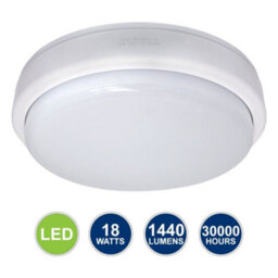 Long Life Lamps Company 18W Led Bulkhead Ceiling Light Mounted Round Dome 6500K Cool White - thumbnail 1