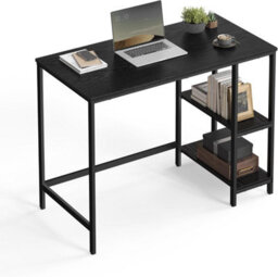 Songmics Storage-Enhanced Desk, Industrial Work Surface With Dual Shelving, Ebony Black - thumbnail 5