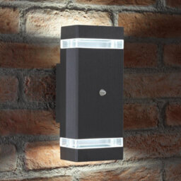 Auraglow Dusk Till Dawn Sensor Double Up & Down Wall Light - Thruxton - Anthracite - Cool White - thumbnail 1