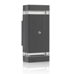 Auraglow Dusk Till Dawn Sensor Double Up & Down Wall Light - Thruxton - Anthracite - Cool White - thumbnail 2