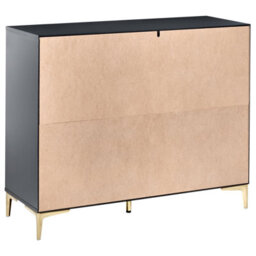 Wyld And Coco Black Mdf Six Drawer Chest With Fluted Fronts And Gold-Tone Handles - W108 X D40 X H89Cm - thumbnail 6