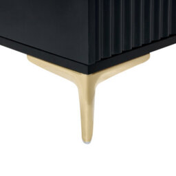 Wyld And Coco Black Mdf Six Drawer Chest With Fluted Fronts And Gold-Tone Handles - W108 X D40 X H89Cm - thumbnail 8