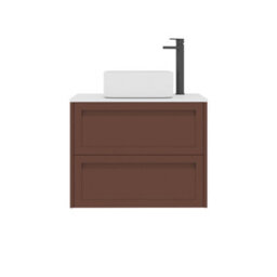 Royal Bathrooms Royal Bathroom Elmore 700mm Terracotta Clay Wall Mounted Bathroom Vanity Unit 2 Drawer Plain White Worktop With Elena Basin - thumbnail 7