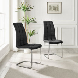Furniturebox Uk 6 Seater Dining Set - Enna White Glass & Chrome Extendable Dining Table & Chairs - 6 Black Leather Murano Chairs - thumbnail 5