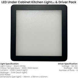 3-Pack Matt Black Ultra-Slim Led Under Cabinet Lighting Kit With Driver - Warm White Light - thumbnail 2