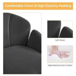 Dark Grey Swivel Rolling Desk Chair, Cute Vanity Makeup Chair - thumbnail 5
