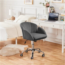 Dark Grey Swivel Rolling Desk Chair, Cute Vanity Makeup Chair