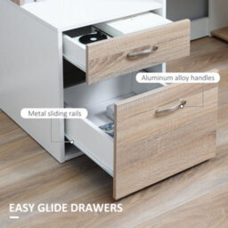 Wyld Haus Niledi 137Cm Oak And White Office Desk With Shelves, Drawers And Printer Stand - thumbnail 7