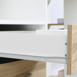 Wyld Haus Niledi 137Cm Oak And White Office Desk With Shelves, Drawers And Printer Stand - thumbnail 9