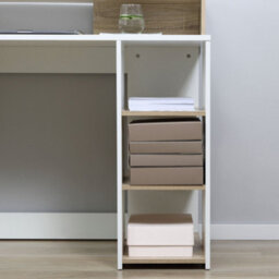 Wyld Haus Niledi 137Cm Oak And White Office Desk With Shelves, Drawers And Printer Stand - thumbnail 8