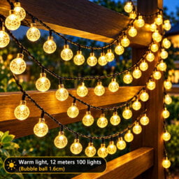 12M Solar Fairy Lights, 100 Led Ip65 Waterproof 8 Modes Outdoor String Lights For Garden Wedding Party Balcony Decor - thumbnail 1