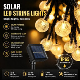 12M Solar Fairy Lights, 100 Led Ip65 Waterproof 8 Modes Outdoor String Lights For Garden Wedding Party Balcony Decor - thumbnail 4