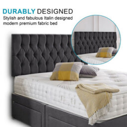 Dining Tables Beirut Matching Headboard Divan Set, 2 Drawer On Same Side With Sprung 1500 Comfort Mattress - Plush Steel - Double - thumbnail 3