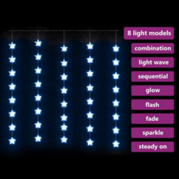 Berkfield Led Star Curtain Fairy Lights 200 Led Blue 8 Function - thumbnail 3