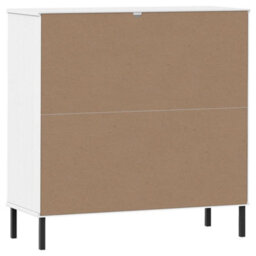 Berkfield Bookcase With Metal Legs White 90X35X90.5 Cm Solid Wood Oslo - thumbnail 7